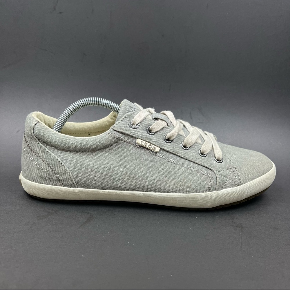 Taos Shoes Womens 11W Star Casual Sneakers Gray Canvas Low Top Lace Up STA-12844